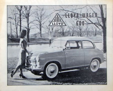 Lloyd 600 Modelprogram 1958 Carbrochure (6928)